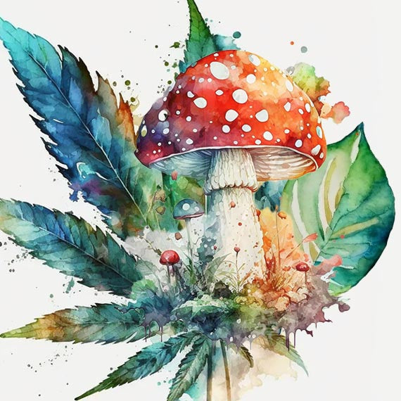 Hemp Kratom Mushroom Watercolor